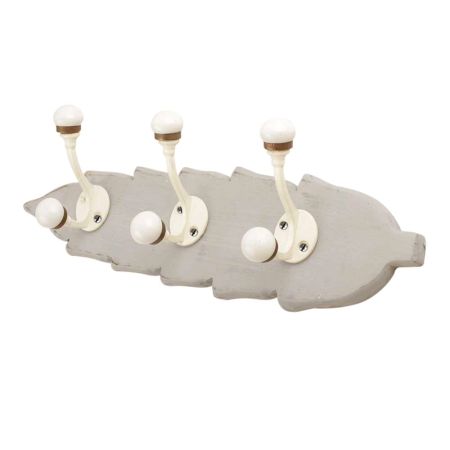 Grey Cream Double Loop Ceramic Iron Wooden Hooks